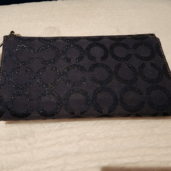 Navy Blue Sparkle Coach Long Folding Wallet - Picture 2 of 5